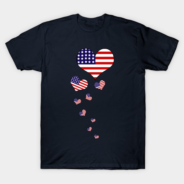 Hearts Stars Stripes American Flag T-Shirt by letnothingstopyou